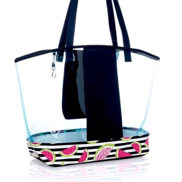 Thirty-One In the Clear Tote !Large! โจ Slice of Summer Watermelon | stripes 31 - Picture 9 of 9